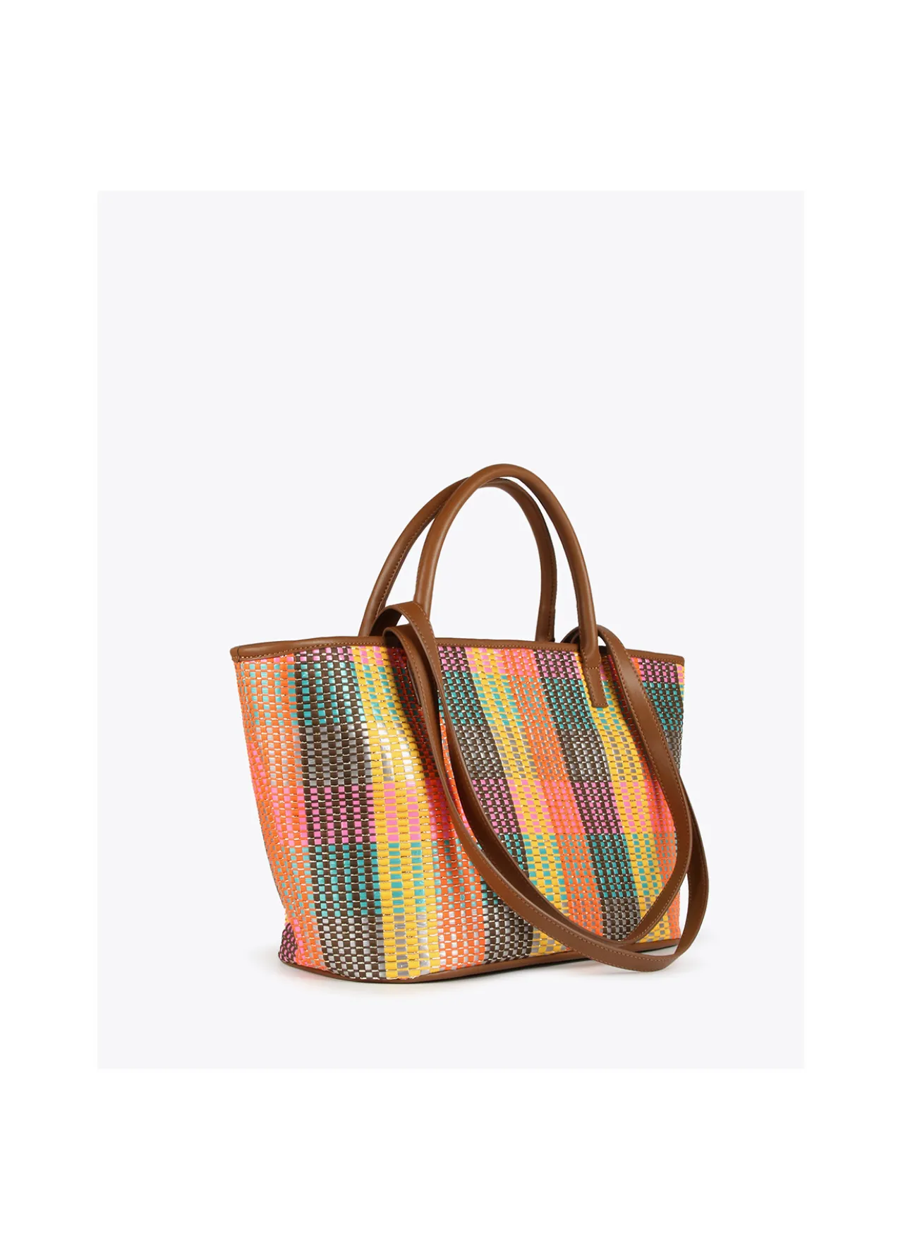 Lola Casademunt Bolsos<Shopper doble asa multicolor MARRON-NARANJA
