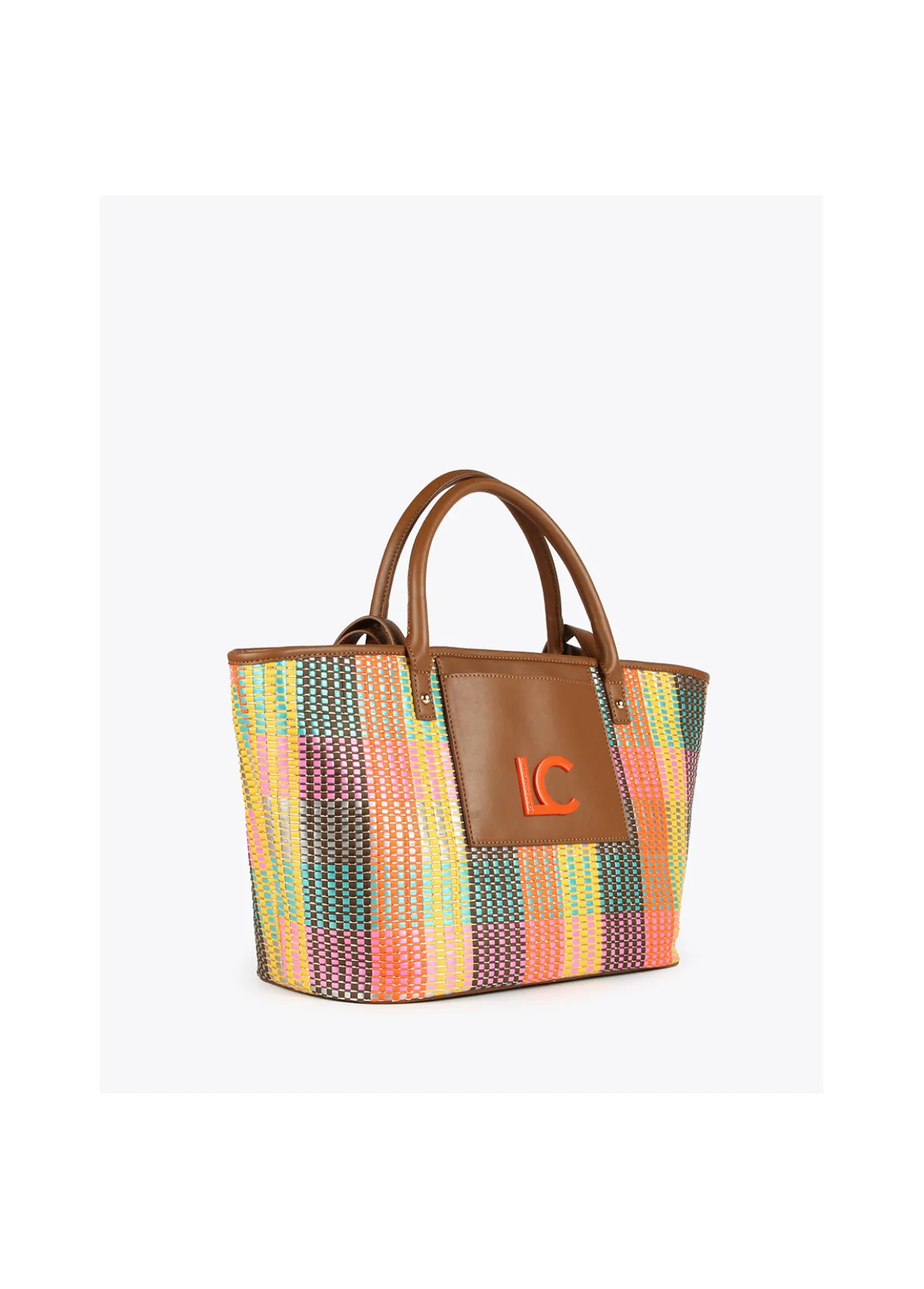Lola Casademunt Bolsos<Shopper doble asa multicolor MARRON-NARANJA