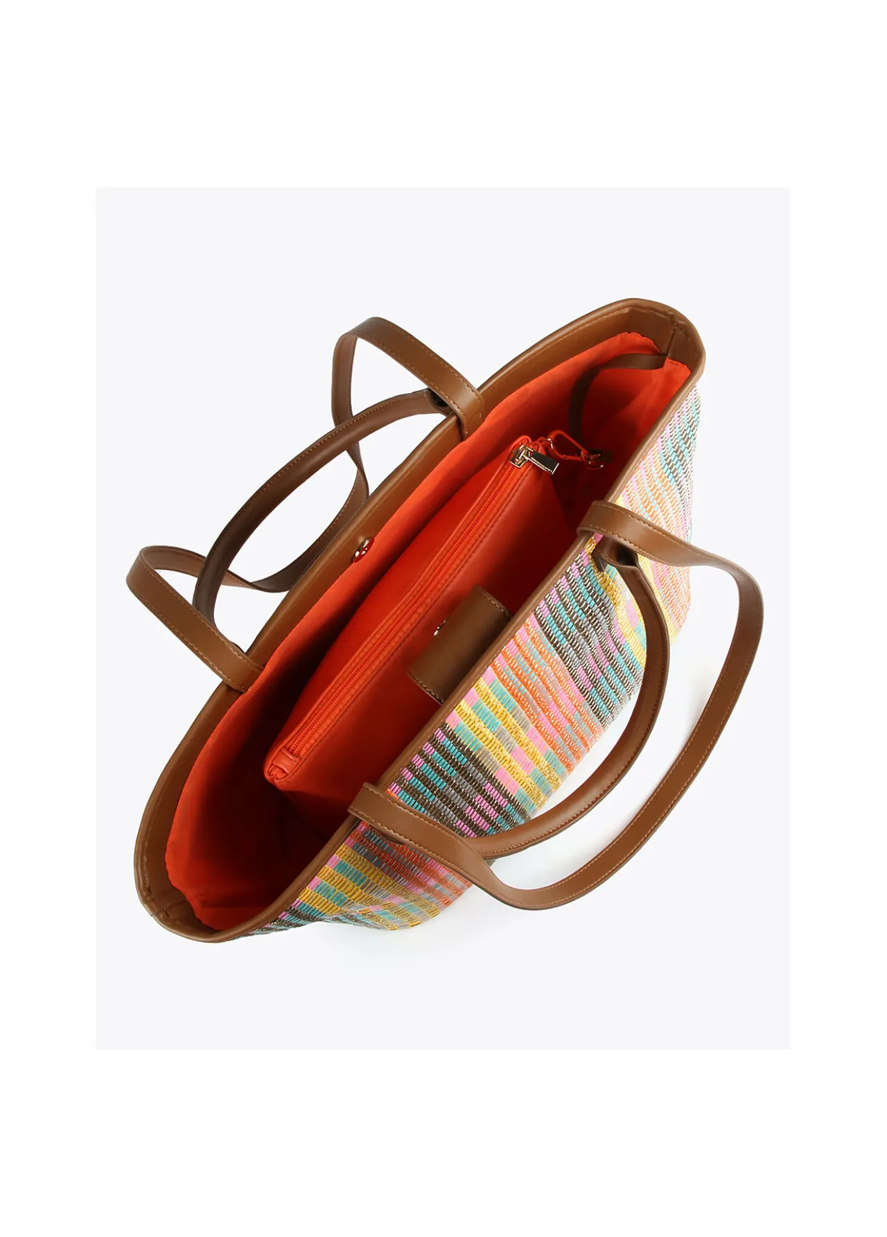 Lola Casademunt Bolsos<Shopper doble asa multicolor MARRON-NARANJA