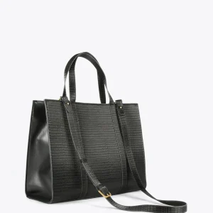 Lola Casademunt Bolsos Shopper | Bolsos De Hombro<Shopper efecto piel cocodrilo NEGRO