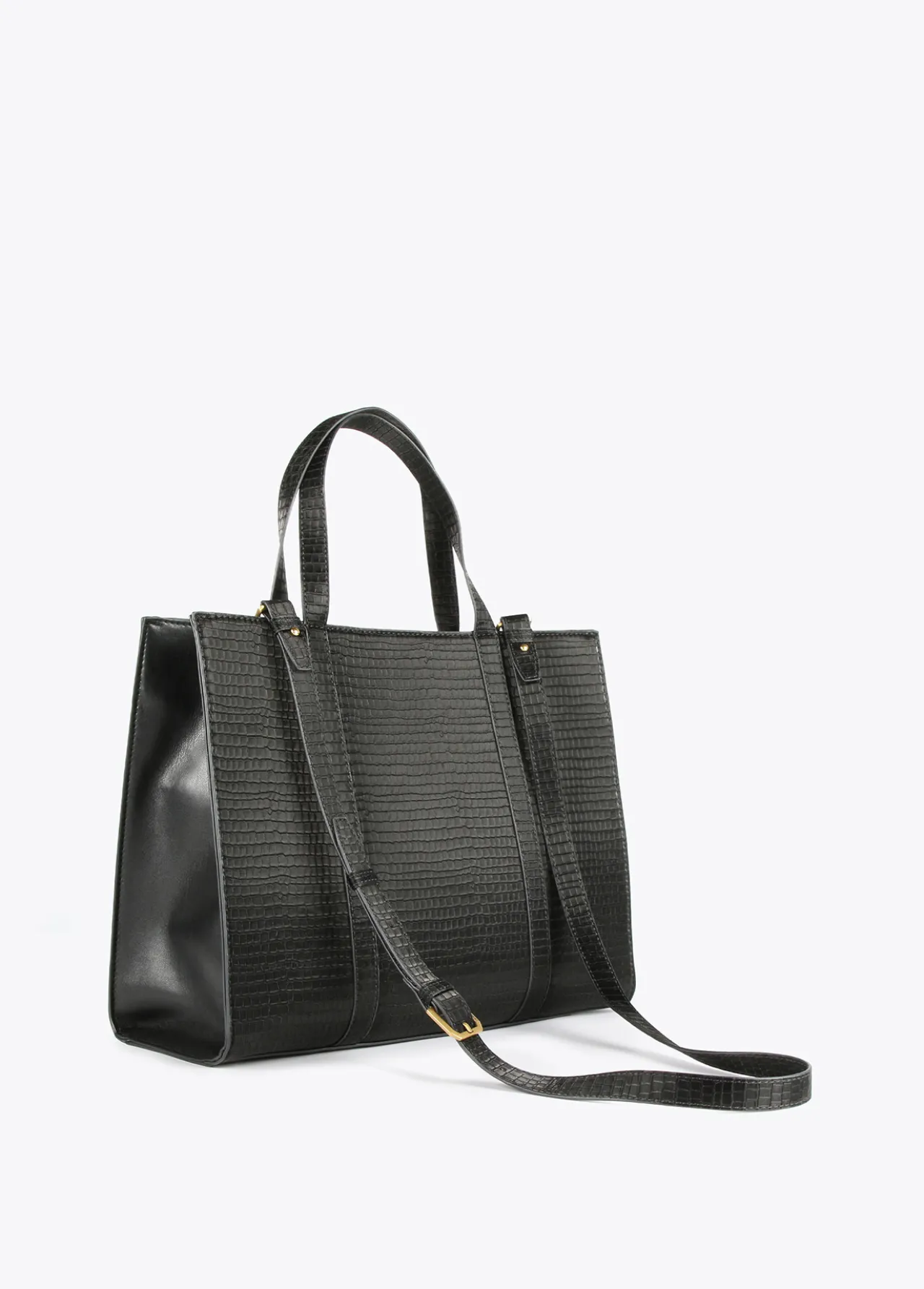 shopper_efecto_piel_cocodrilo_4.webp Lola Casademunt Bolsos Shopper | Bolsos De Hombro<Shopper efecto piel cocodrilo NEGRO
