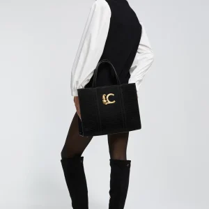 Lola Casademunt Bolsos Shopper | Bolsos De Hombro<Shopper efecto piel cocodrilo NEGRO