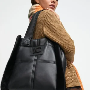 Lola Casademunt Bolsos Shopper | Bolsos De Hombro<Shopper efecto piel y pelo NEGRO