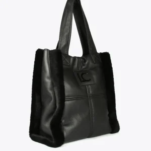Lola Casademunt Bolsos Shopper | Bolsos De Hombro<Shopper efecto piel y pelo NEGRO
