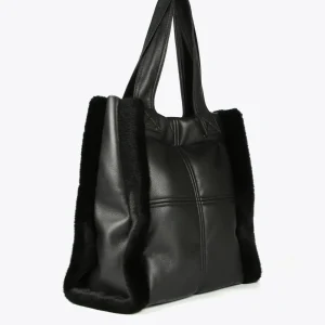 Lola Casademunt Bolsos Shopper | Bolsos De Hombro<Shopper efecto piel y pelo NEGRO