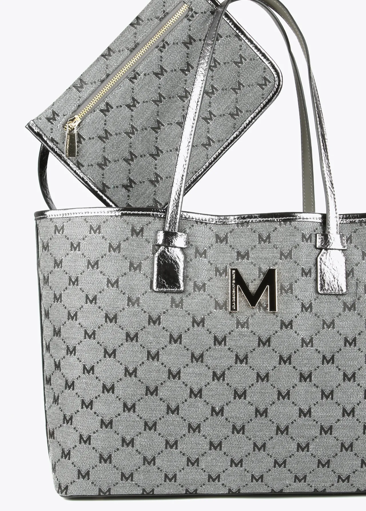shopper_gris_monograma_0.webp Lola Casademunt Bolsos Shopper | Bolsos De Hombro<Shopper gris monograma NEGRO-GRIS