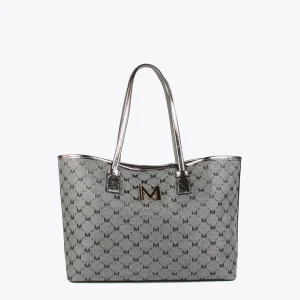 Lola Casademunt Bolsos Shopper | Bolsos De Hombro<Shopper gris monograma NEGRO-GRIS