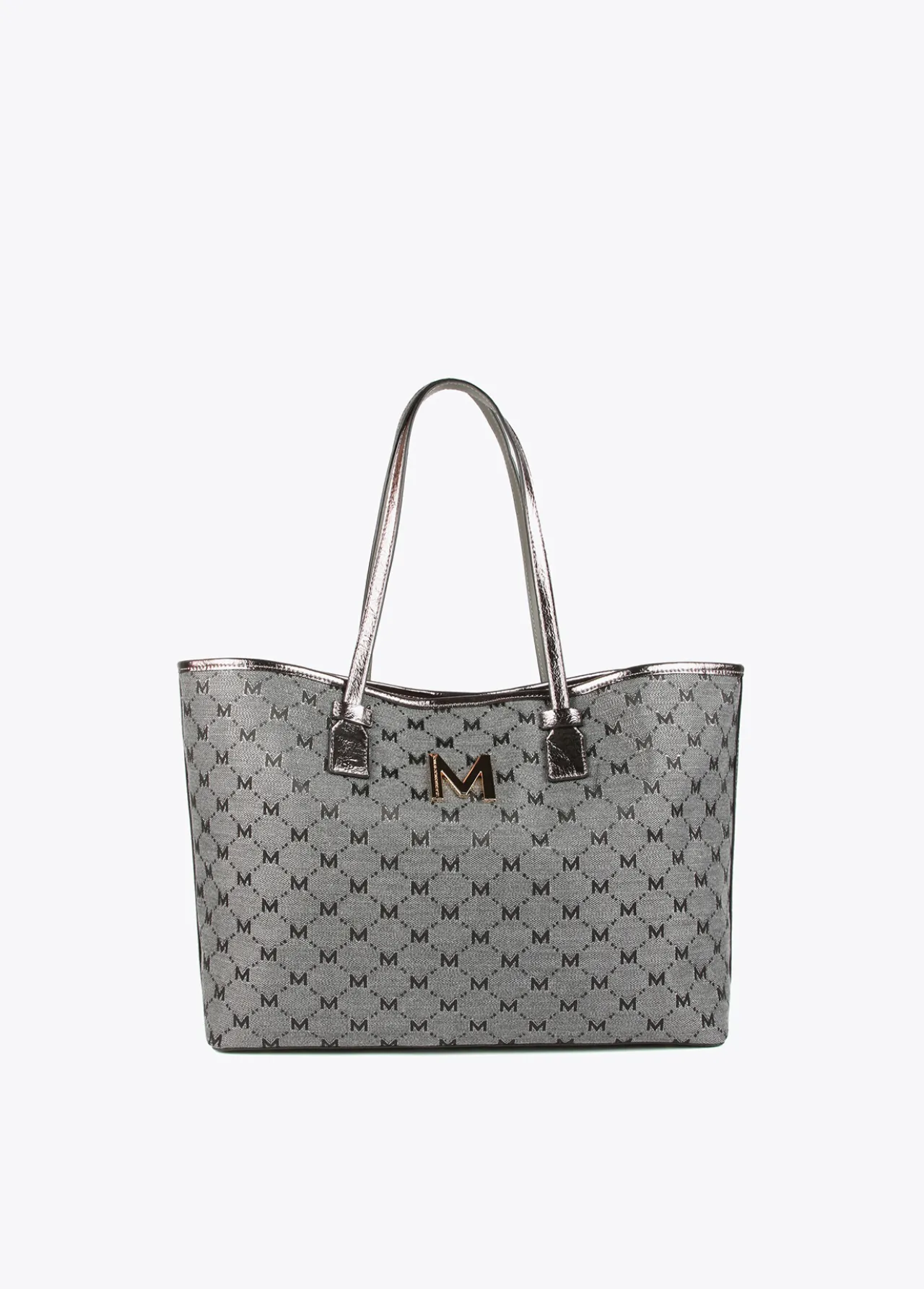 shopper_gris_monograma_1.webp Lola Casademunt Bolsos Shopper | Bolsos De Hombro<Shopper gris monograma NEGRO-GRIS