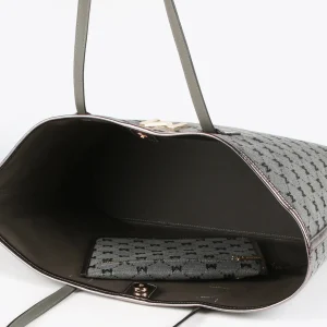 Lola Casademunt Bolsos Shopper | Bolsos De Hombro<Shopper gris monograma NEGRO-GRIS