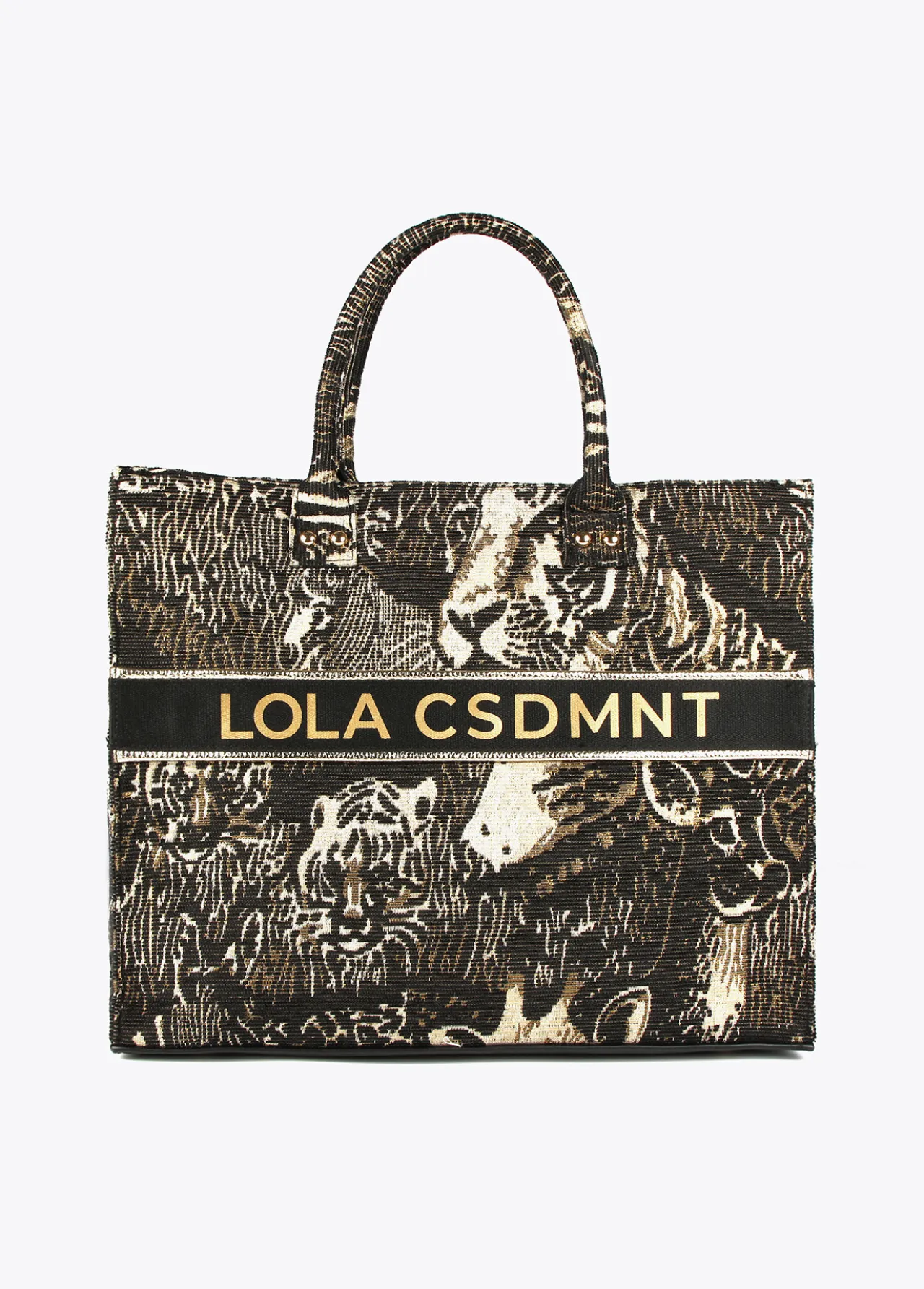shopper_jacquard_0.webp Lola Casademunt Animal Print | Bolsos Shopper<Shopper jacquard NEGRO-METAL