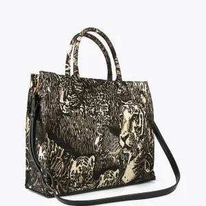 Lola Casademunt Animal Print | Bolsos Shopper<Shopper jacquard NEGRO-METAL