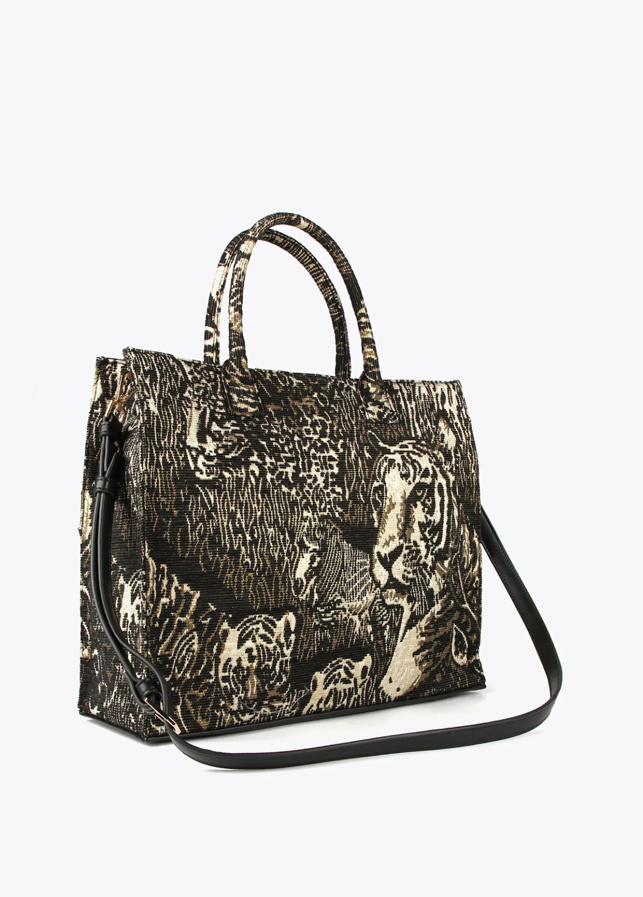 shopper_jacquard_2.webp Lola Casademunt Animal Print | Bolsos Shopper<Shopper jacquard NEGRO-METAL