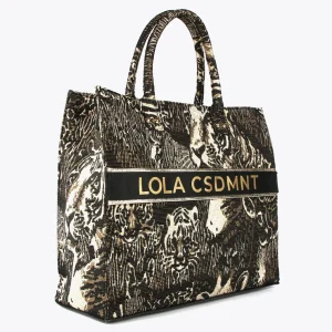 Lola Casademunt Animal Print | Bolsos Shopper<Shopper jacquard NEGRO-METAL