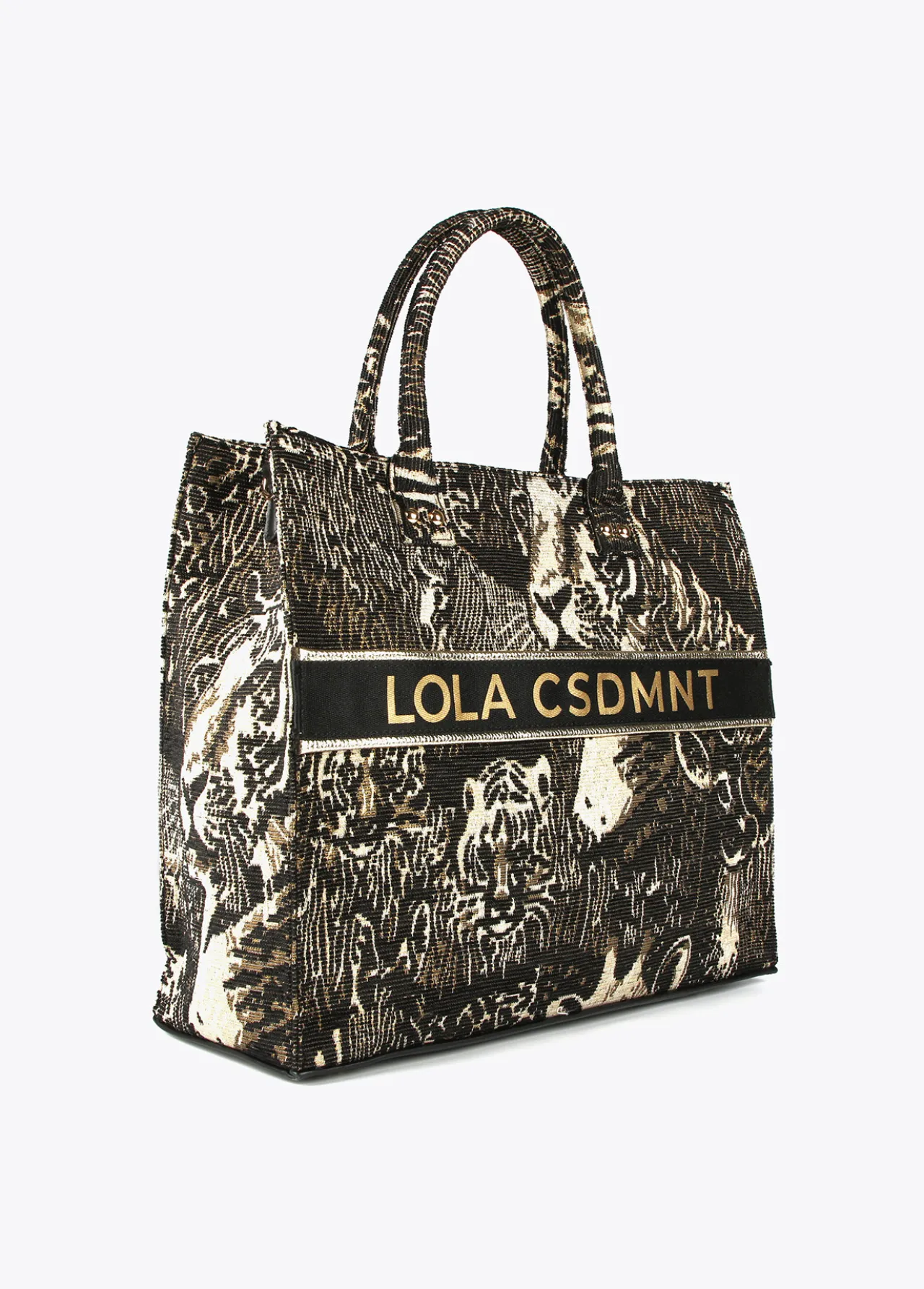 shopper_jacquard_3.webp Lola Casademunt Animal Print | Bolsos Shopper<Shopper jacquard NEGRO-METAL
