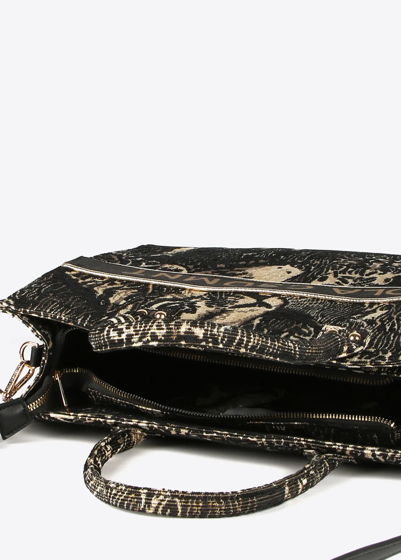 shopper_jacquard_4.webp Lola Casademunt Animal Print | Bolsos Shopper<Shopper jacquard NEGRO-METAL