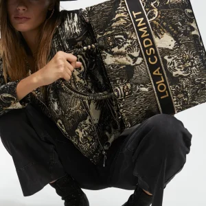 Lola Casademunt Animal Print | Bolsos Shopper<Shopper jacquard NEGRO-METAL