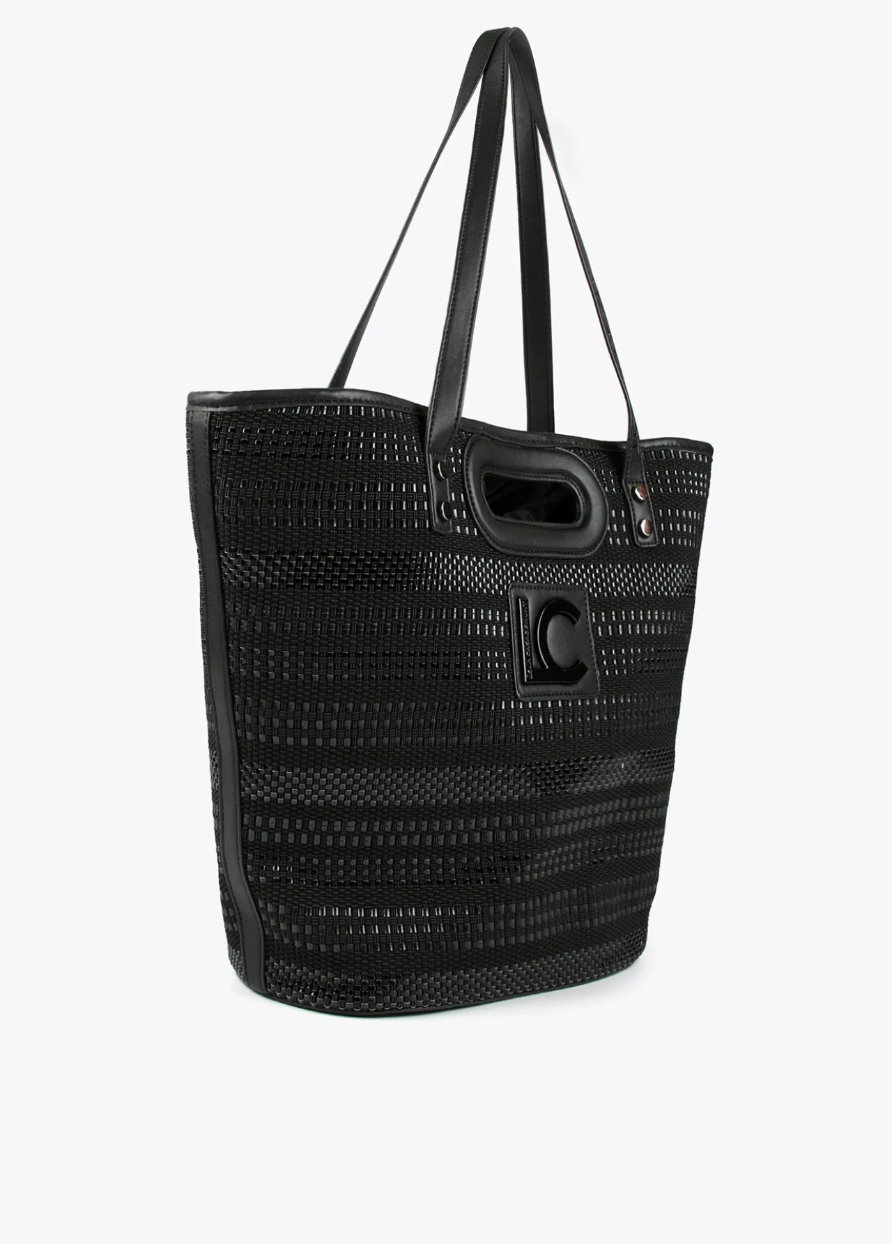 shopper_material_trenzado_negro_4.webp Lola Casademunt Bolsos<Shopper material trenzado NEGRO