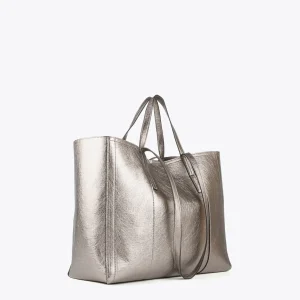 Lola Casademunt Bolsos Shopper | Bolsos De Hombro<Shopper metalizado PLATEADO