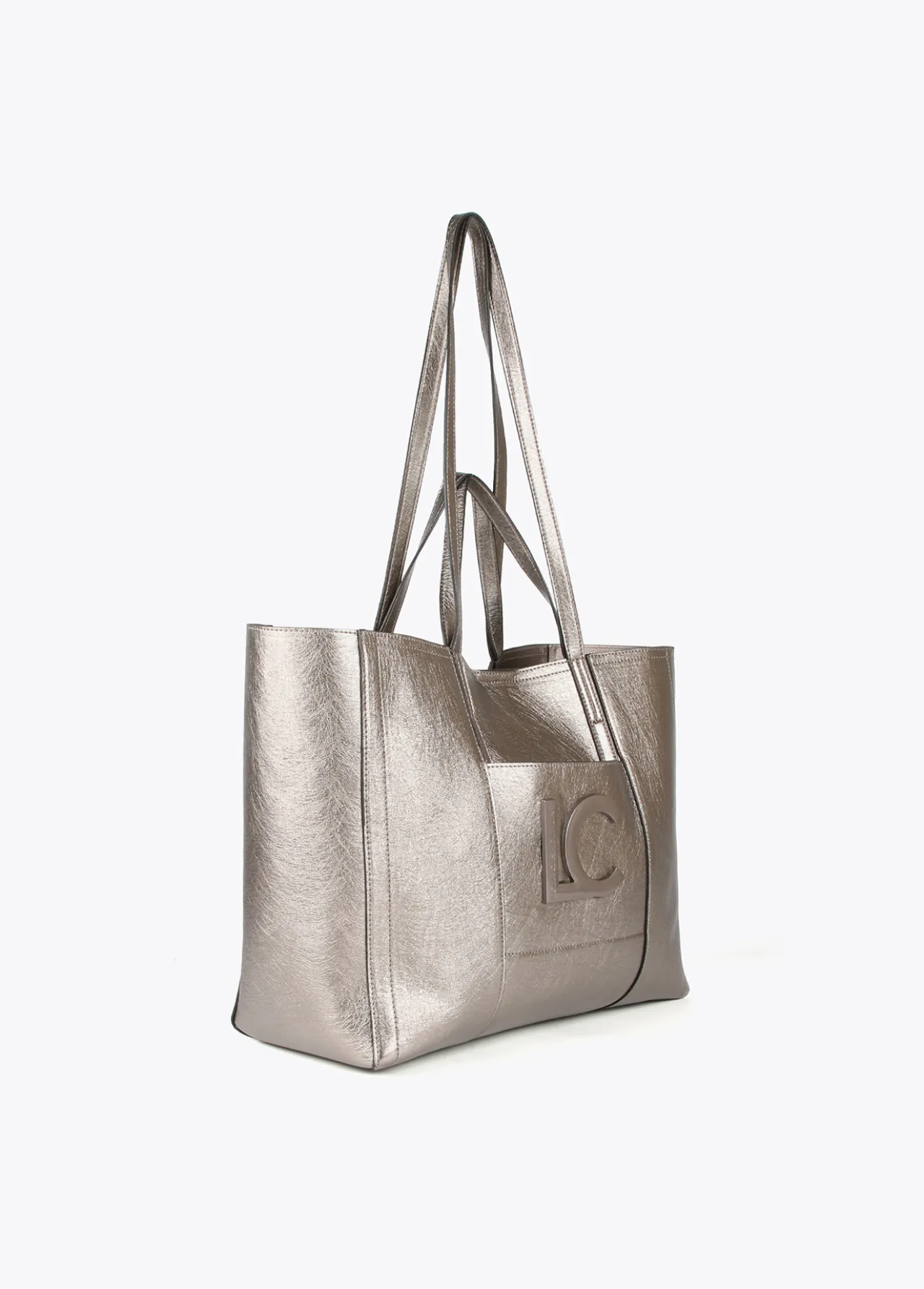 shopper_metalizado_4.webp Lola Casademunt Bolsos Shopper | Bolsos De Hombro<Shopper metalizado PLATEADO