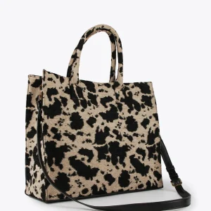 Lola Casademunt Bolsos Shopper | Bolsos Grandes<Shopper tejido animal CRUDO-NEGRO