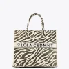 Lola Casademunt Bolsos<Shopper tejido combinado zebra y leopard CRUDO-MARRON