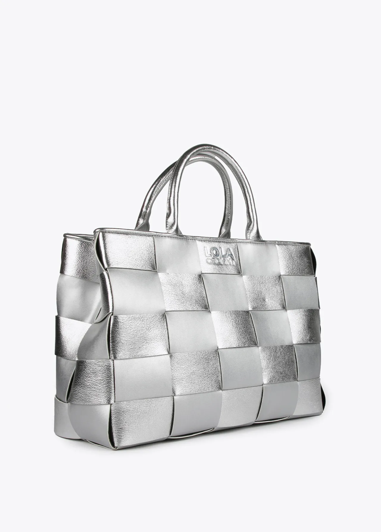shopper_trenzado_1-2.webp Lola Casademunt Bolsos Shopper | Bolsos De Hombro<Shopper trenzado PLATEADO