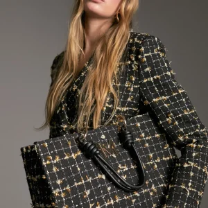 Lola Casademunt Bolsos Shopper | Bolsos Grandes<Shopper tweed NEGRO-METAL