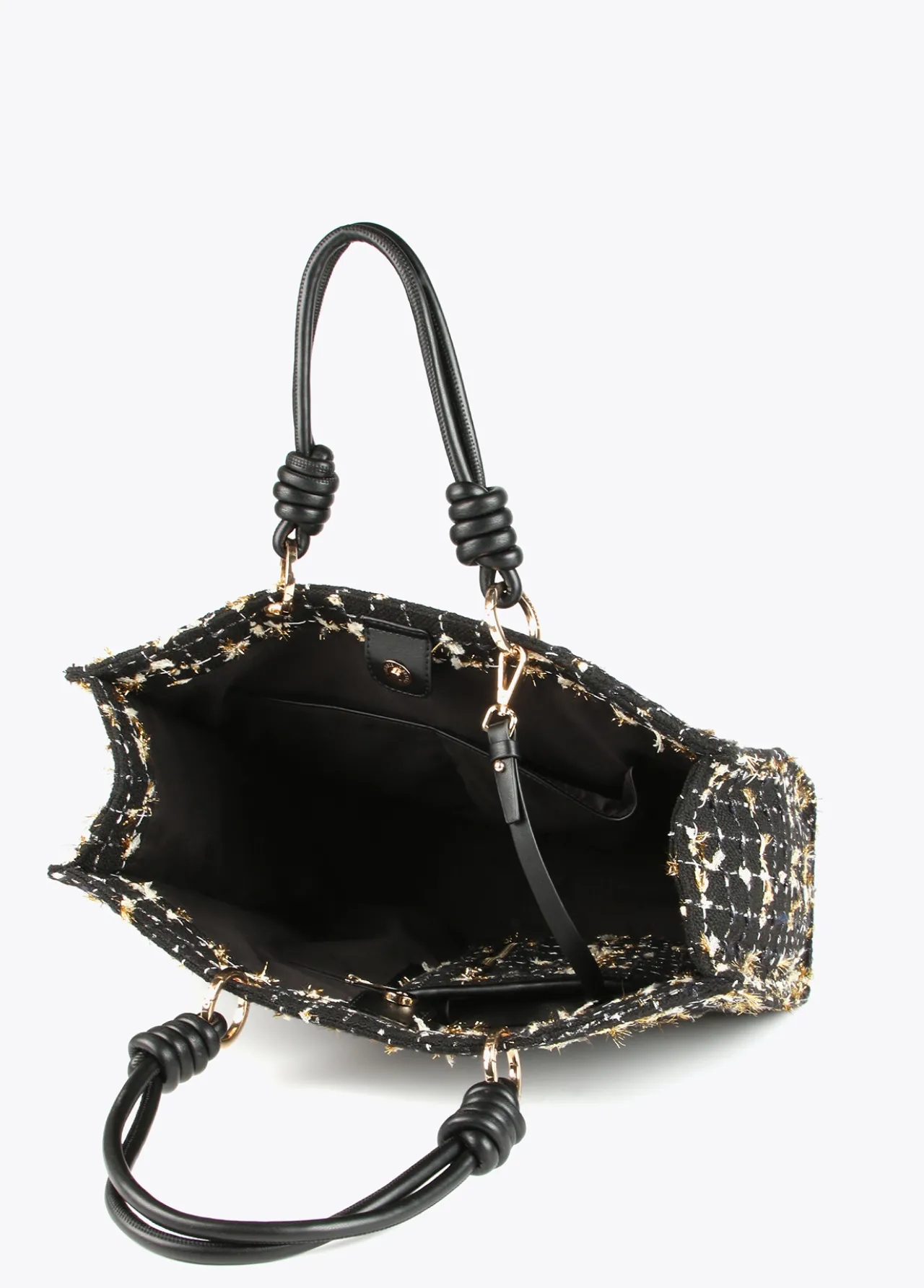 shopper_tweed_3.webp Lola Casademunt Bolsos Shopper | Bolsos Grandes<Shopper tweed NEGRO-METAL