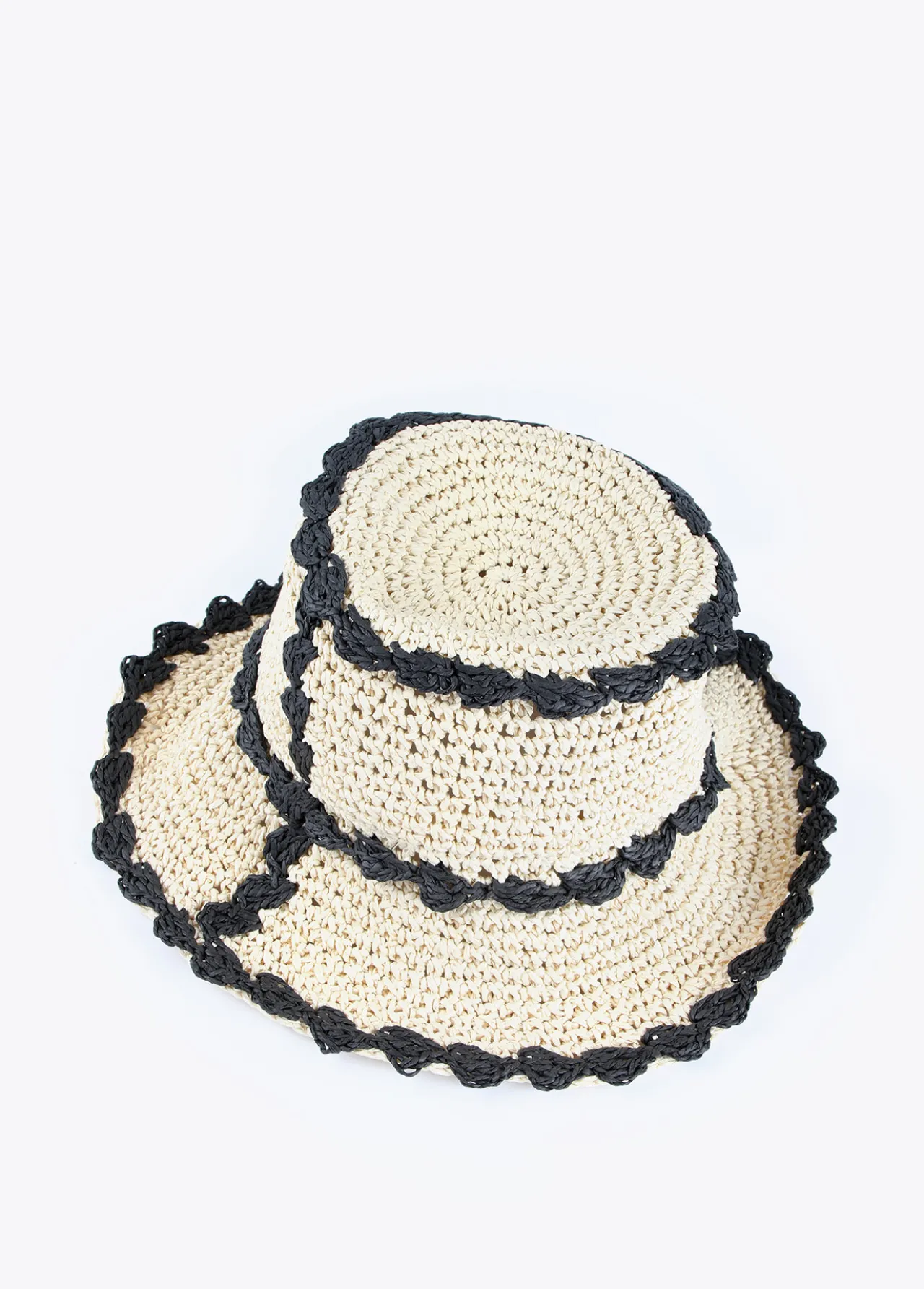 sombrero_efecto_rfia_2.webp Lola Casademunt Accesorios | Baño<Sombrero efecto ráfia CRUDO-NEGRO