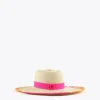 Lola Casademunt Accesorios | Baño<Sombrero efecto ráfia y bordados FUCSIA