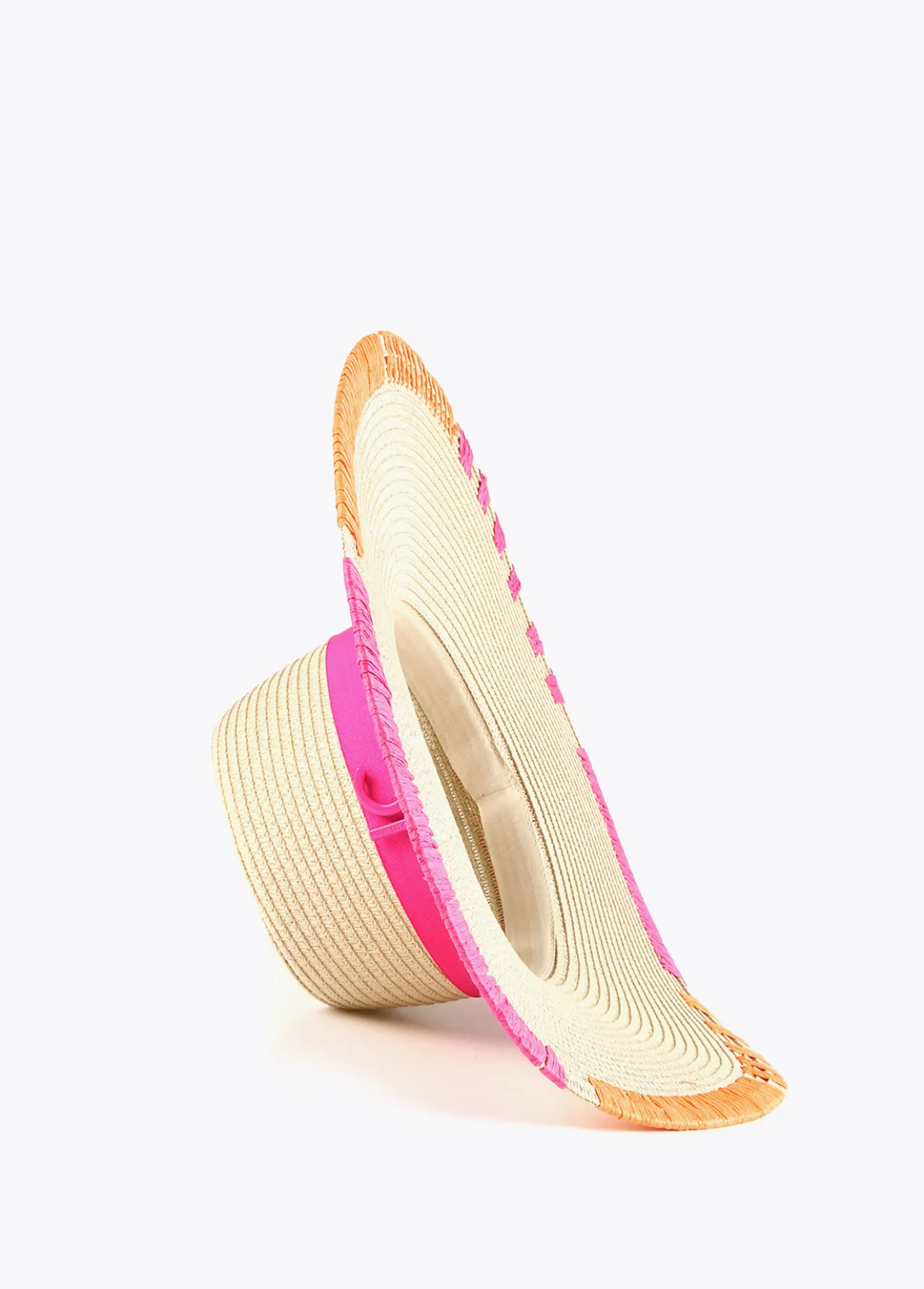 sombrero_efecto_rfia_y_bordados_1.webp Lola Casademunt Accesorios | Baño<Sombrero efecto ráfia y bordados FUCSIA