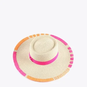 Lola Casademunt Accesorios | Baño<Sombrero efecto ráfia y bordados FUCSIA