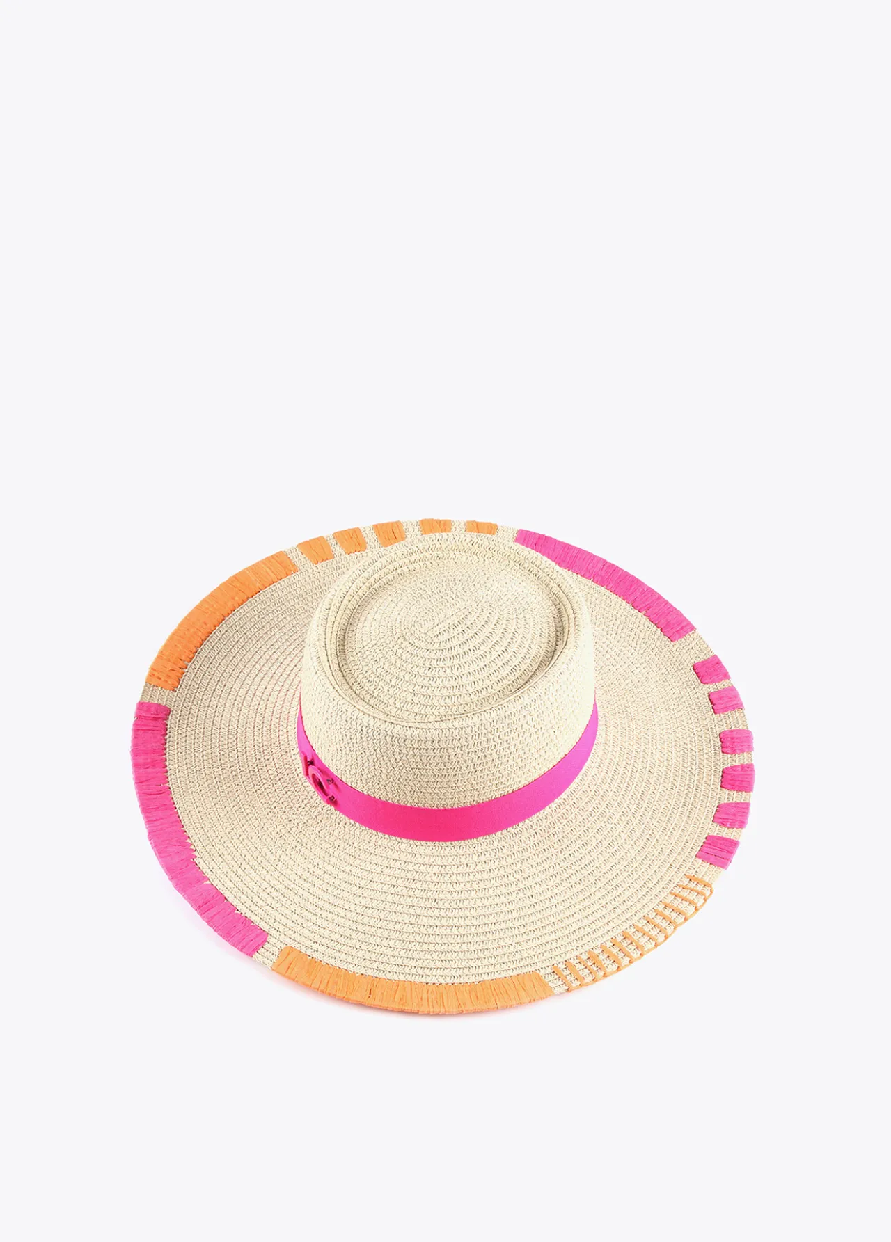 sombrero_efecto_rfia_y_bordados_2.webp Lola Casademunt Accesorios | Baño<Sombrero efecto ráfia y bordados FUCSIA
