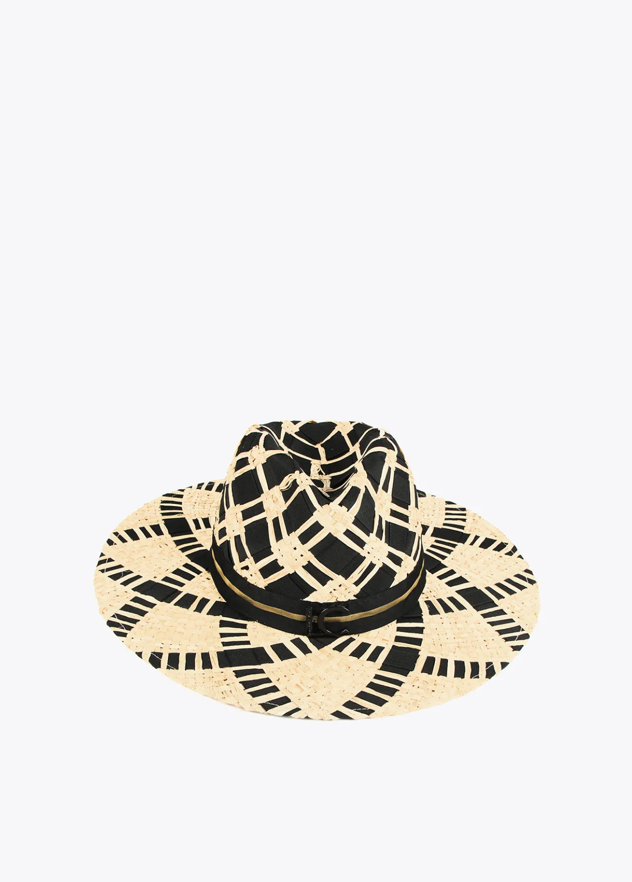 sombrero_trenzado_bicolor_0.webp Lola Casademunt Accesorios | Baño<Sombrero trenzado bicolor NEGRO