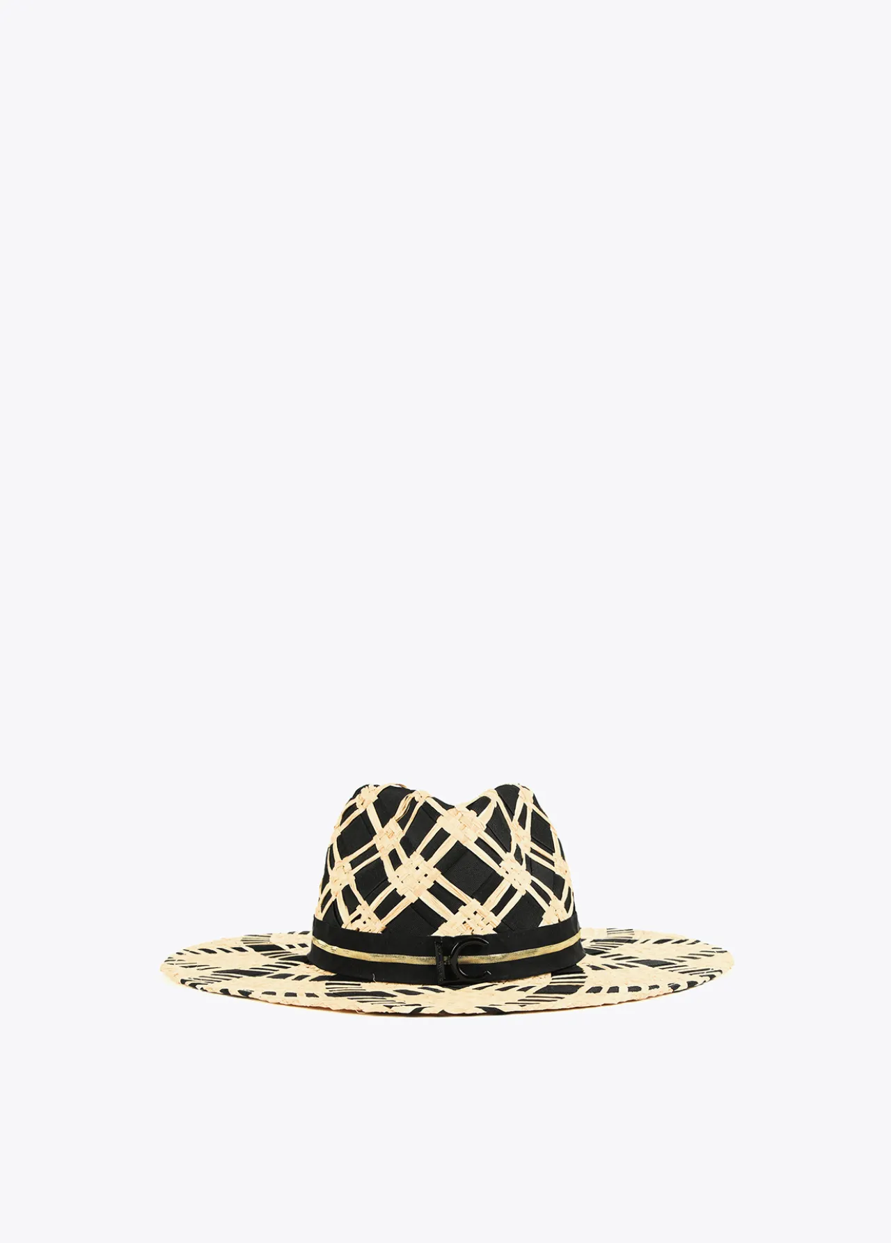 sombrero_trenzado_bicolor_1.webp Lola Casademunt Accesorios | Baño<Sombrero trenzado bicolor NEGRO