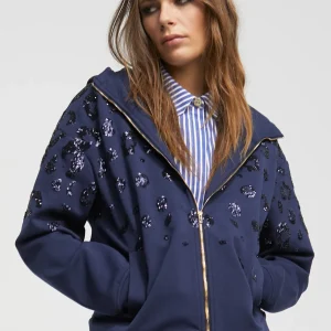 Lola Casademunt Sudaderas<Sudadera detalle lentejuela AZULNOCHE