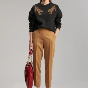 Lola Casademunt Animal Print | Sudaderas<Sudadera detalle tigres NEGRO