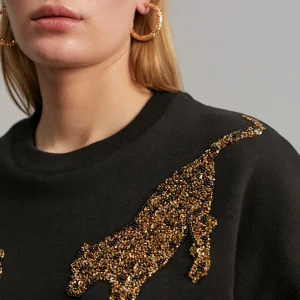 Lola Casademunt Animal Print | Sudaderas<Sudadera detalle tigres NEGRO
