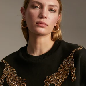 Lola Casademunt Animal Print | Sudaderas<Sudadera detalle tigres NEGRO
