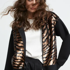 Lola Casademunt Animal Print | Sudaderas<Sudadera lentejuelas NEGRO-METAL