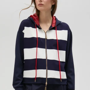 Lola Casademunt Sudaderas<Sudadera rayas bicolor con cierre frontal - Lola Casademunt AZUL-BLANCO