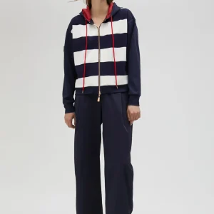 Lola Casademunt Sudaderas<Sudadera rayas bicolor con cierre frontal - Lola Casademunt AZUL-BLANCO