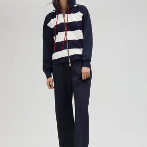 Lola Casademunt Sudaderas<Sudadera rayas bicolor con cierre frontal - Lola Casademunt AZUL-BLANCO