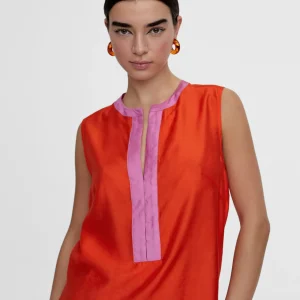 Lola Casademunt Camisas Y Blusas | Camisetas Y Tops<Top bicolor con aberturas CRUDO-NEGRO