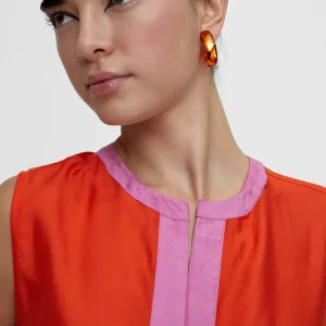 Lola Casademunt Camisas Y Blusas | Camisetas Y Tops<Top bicolor con aberturas CRUDO-NEGRO