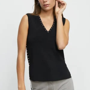 Lola Casademunt Camisetas Y Tops | Punto<Top de punto tachas NEGRO