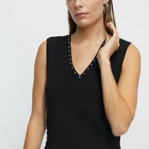 Lola Casademunt Camisetas Y Tops | Punto<Top de punto tachas NEGRO