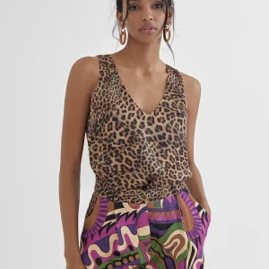 Lola Casademunt Camisetas Y Tops<Top estampado animal LILA-NEGRO