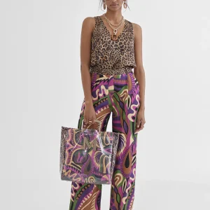 Lola Casademunt Camisetas Y Tops<Top estampado animal LILA-NEGRO