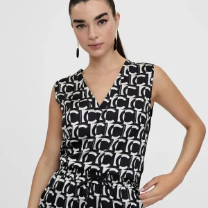 Lola Casademunt Camisetas Y Tops<Top fluido monograma NEGRO-BLANCO